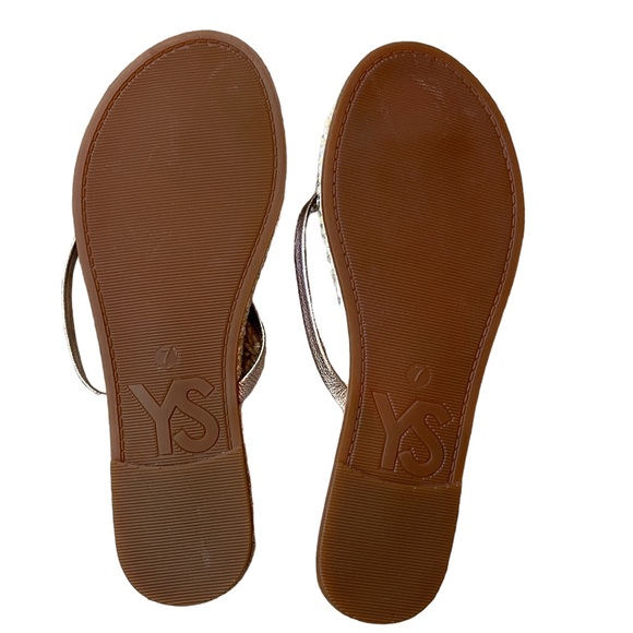 YOSI SAMRA TEXTURED ROSE GOLD LEATHER FLIP FLOPS - SIZE 7 - Picture 3 of 7